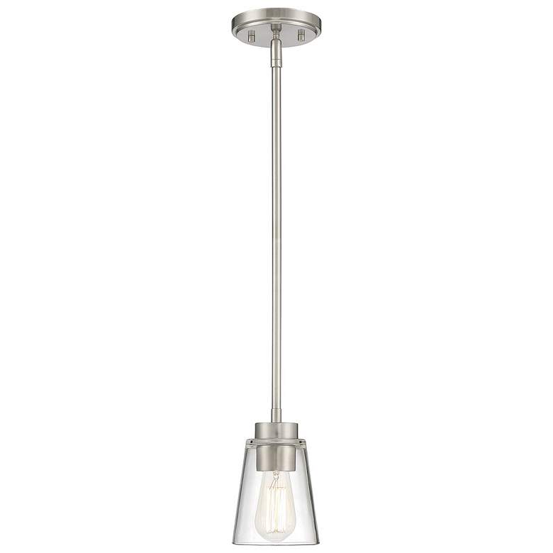 Image 1 Savoy House Essentials Calhoun 5" Wide Satin Nickel 1-Light Mini Penda