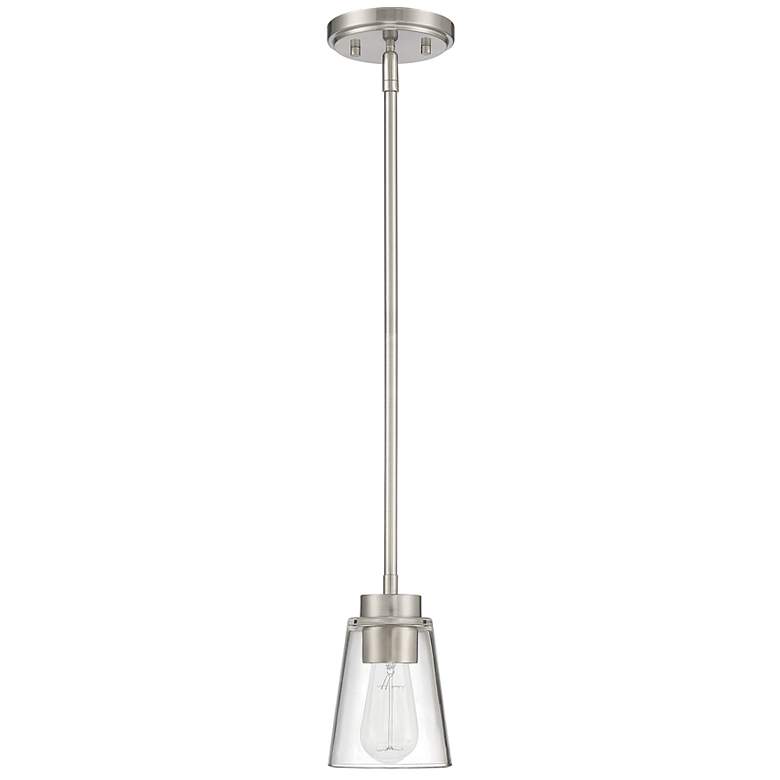 Image 2 Savoy House Essentials Calhoun 5" Wide Satin Nickel 1-Light Mini Penda more views