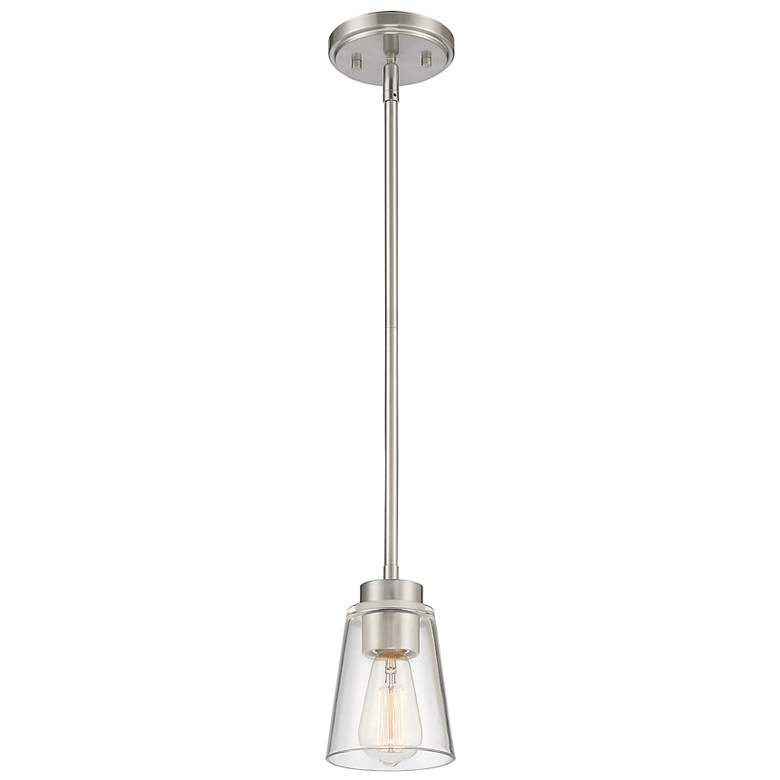 Image 3 Savoy House Essentials Calhoun 5" Wide Satin Nickel 1-Light Mini Penda more views
