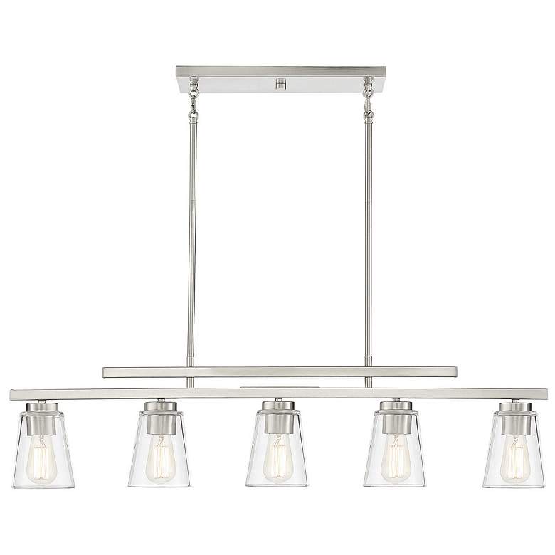 Image 1 Savoy House Essentials Calhoun 5" Wide Satin Nickel Linear Chandelier