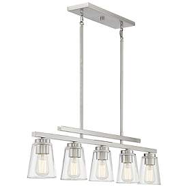 Image5 of Savoy House Essentials Calhoun 5" Wide Satin Nickel Linear Chandelier more views