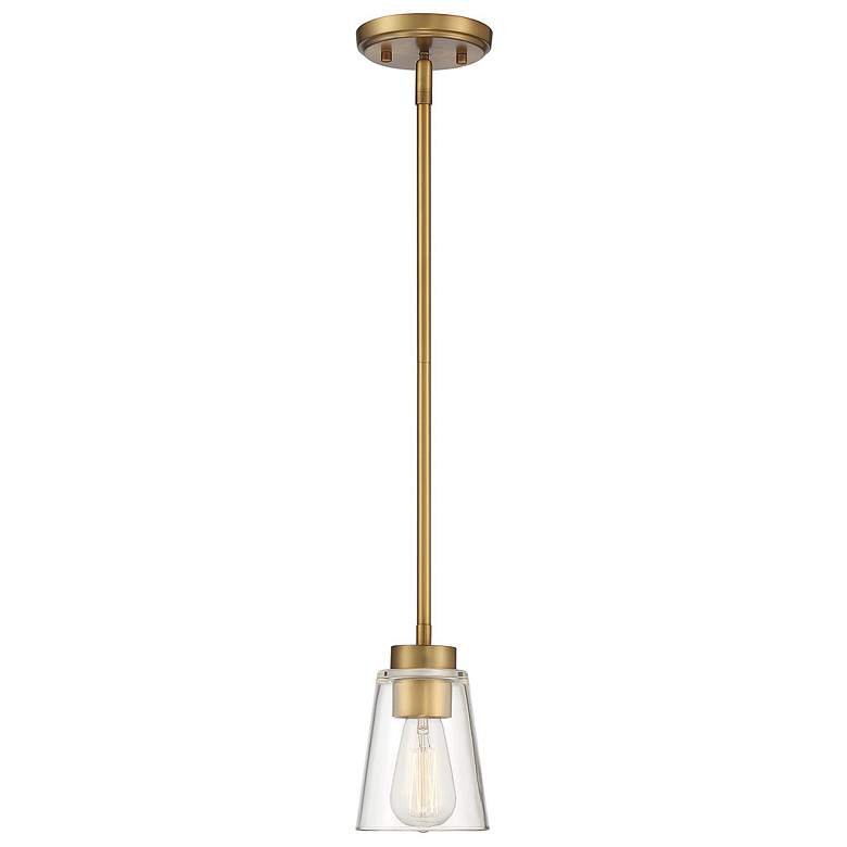 Image 1 Savoy House Essentials Calhoun 5" Wide Warm Brass 1-Light Mini Pendant