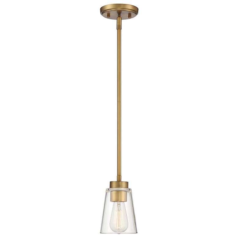 Image 1 Savoy House Essentials Calhoun 5 inch Wide Warm Brass 1-Light Mini Pendant