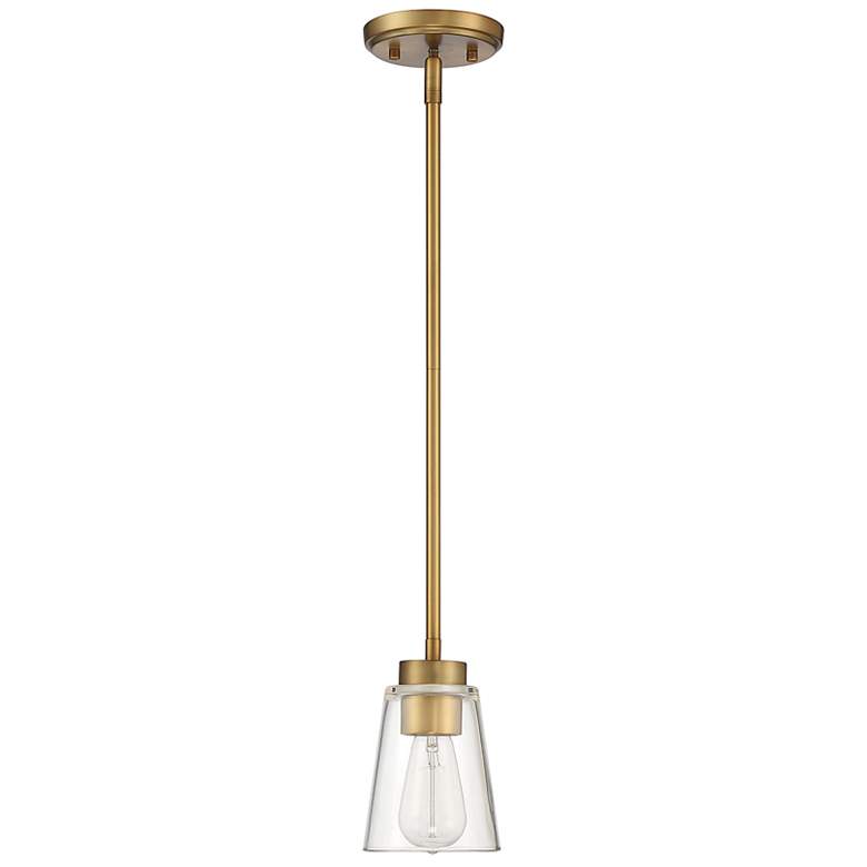 Image 2 Savoy House Essentials Calhoun 5" Wide Warm Brass 1-Light Mini Pendant more views