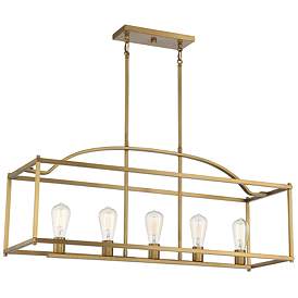 Image1 of Savoy House Essentials Calhoun 5" Wide Warm Brass Linear Chandelier