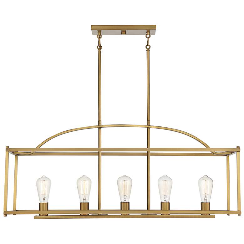 Image 3 Savoy House Essentials Calhoun 5" Wide Warm Brass Linear Chandelier more views