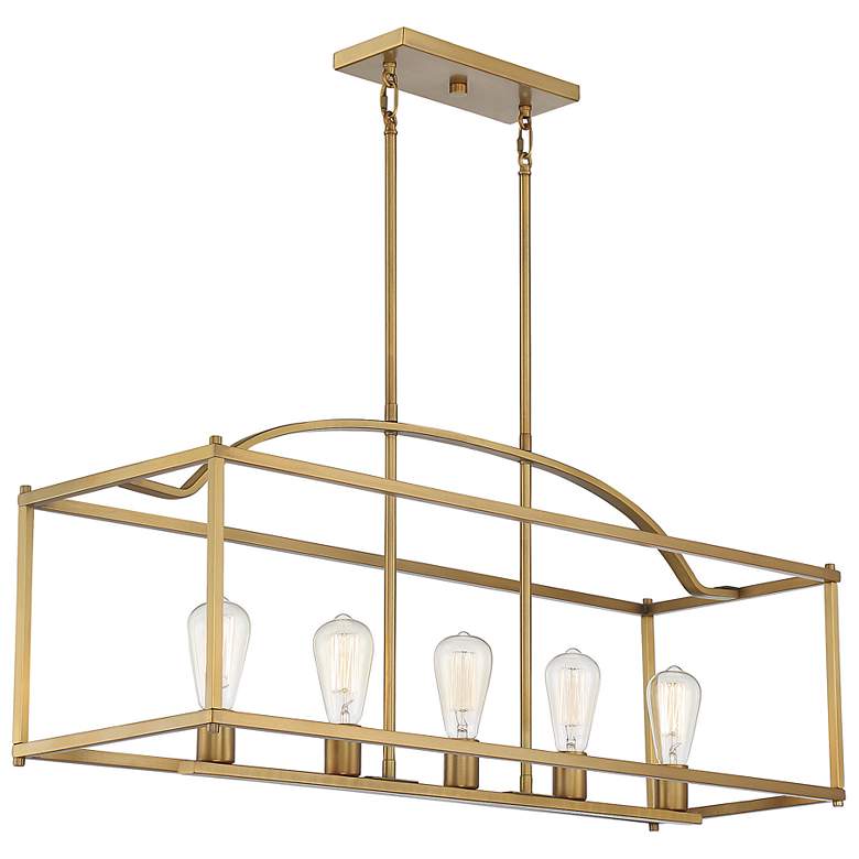 Image 4 Savoy House Essentials Calhoun 5" Wide Warm Brass Linear Chandelier more views