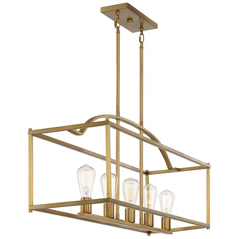 Image 5 Savoy House Essentials Calhoun 5" Wide Warm Brass Linear Chandelier more views