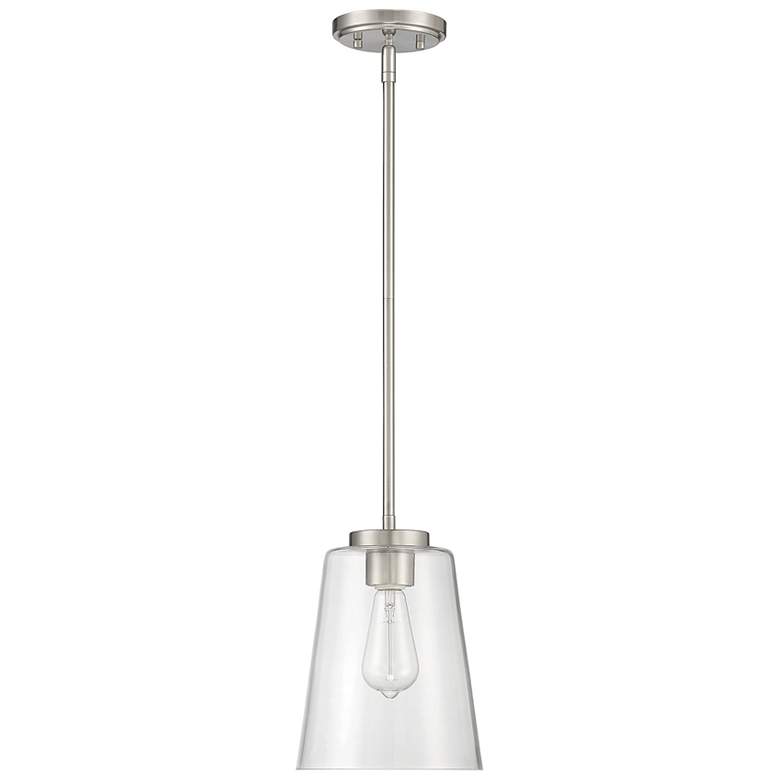 Image 2 Savoy House Essentials Calhoun 8" Wide Satin Nickel 1-Light Mini Penda more views