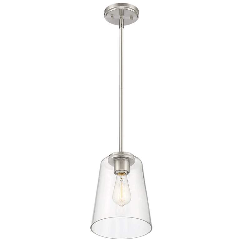 Image 4 Savoy House Essentials Calhoun 8" Wide Satin Nickel 1-Light Mini Penda more views