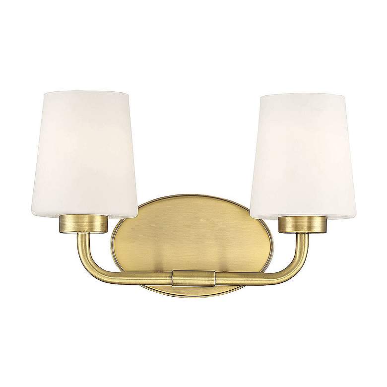 Image 1 Savoy House Essentials Capra 15" Wide 2-Light Warm Brass Bath Light