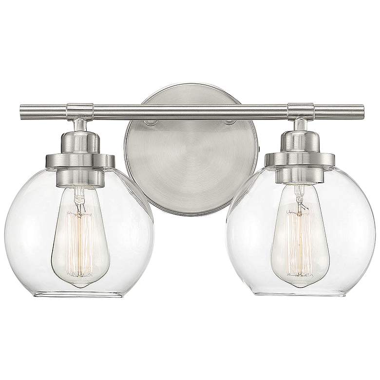 Image 1 Savoy House Essentials Carson 14" Wide 2-Light Satin Nickel Bath Light