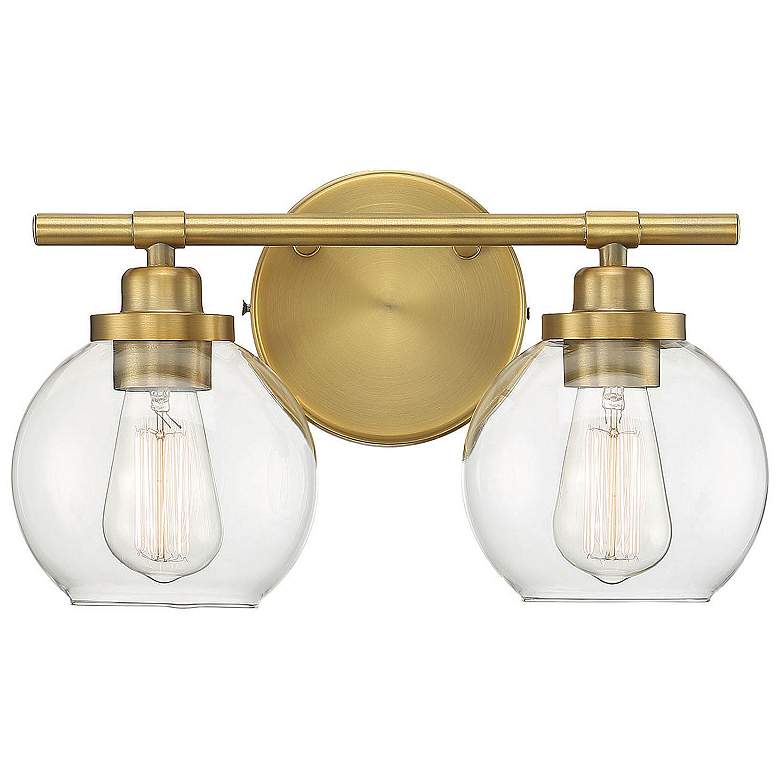 Image 1 Savoy House Essentials Carson 14" Wide 2-Light Warm Brass Bath Light
