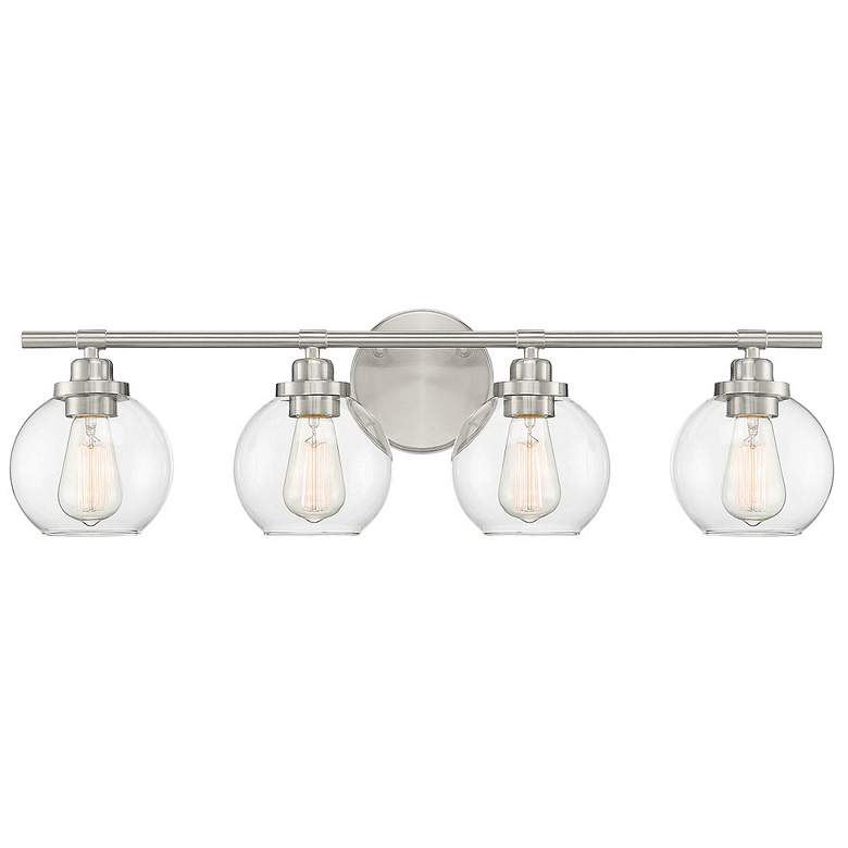 Image 1 Savoy House Essentials Carson 30" Wide 4-Light Satin Nickel Bath Light