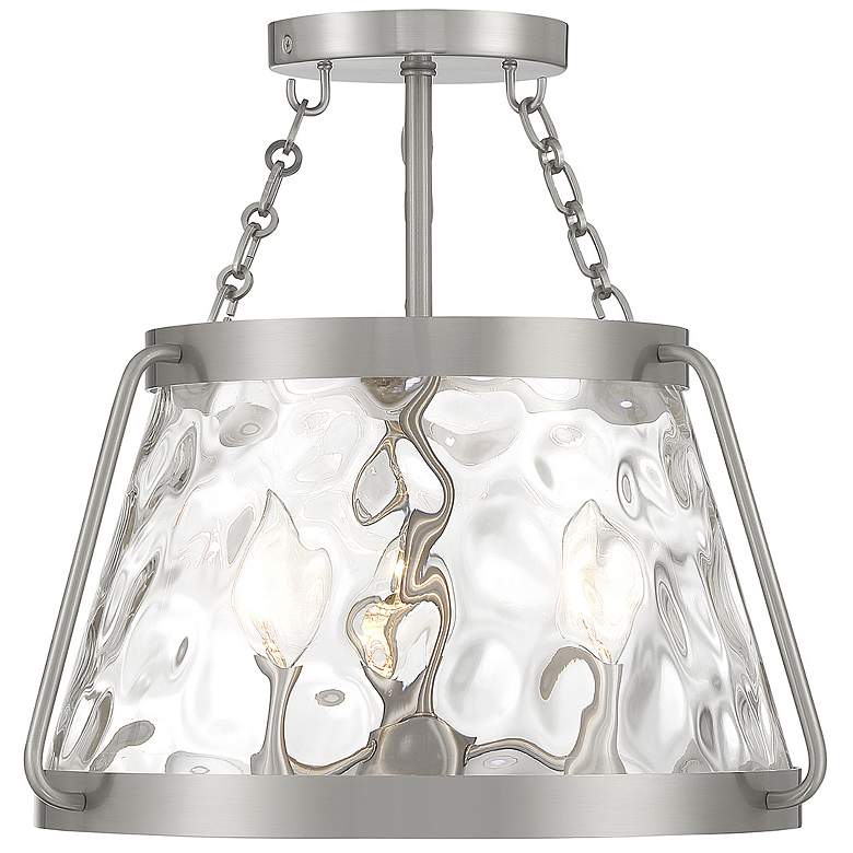 Image 1 Savoy House Essentials Crawford 15" Wide Satin Nickel 3-Light Ceiling