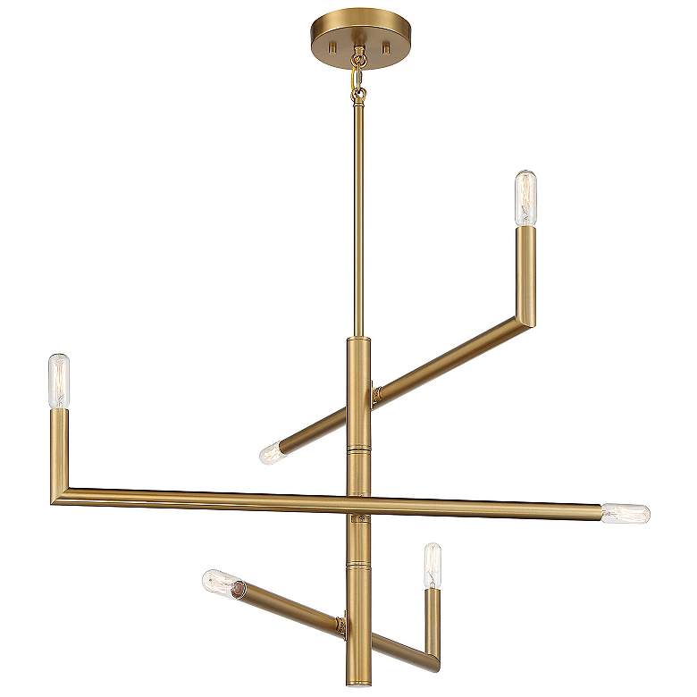 Image 3 Savoy House Essentials Cristofer 30" Wide Warm Brass 6-Light Chandelie more views