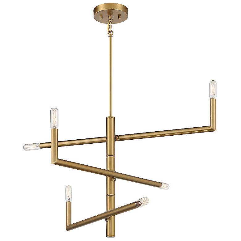Image 5 Savoy House Essentials Cristofer 30" Wide Warm Brass 6-Light Chandelie more views