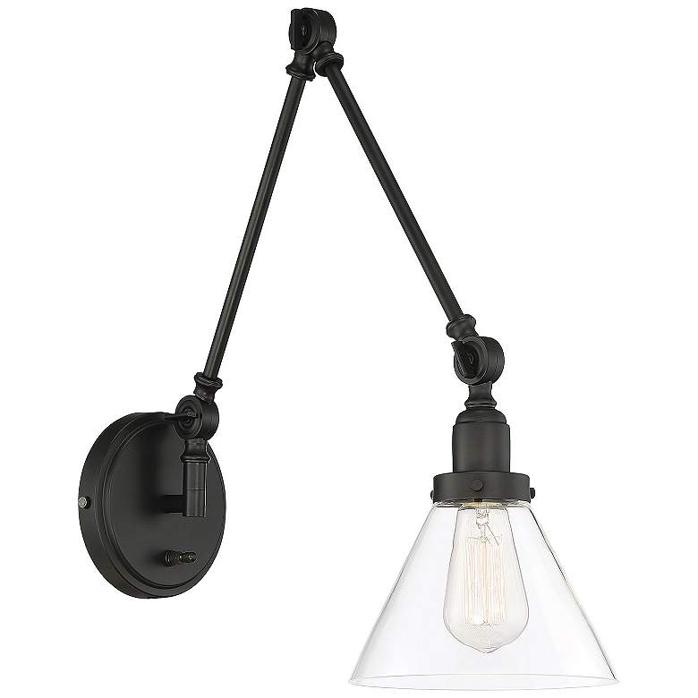 Image 2 Savoy House Essentials Drake 17.5" High Matte Black 1-Light Wall Sconc more views