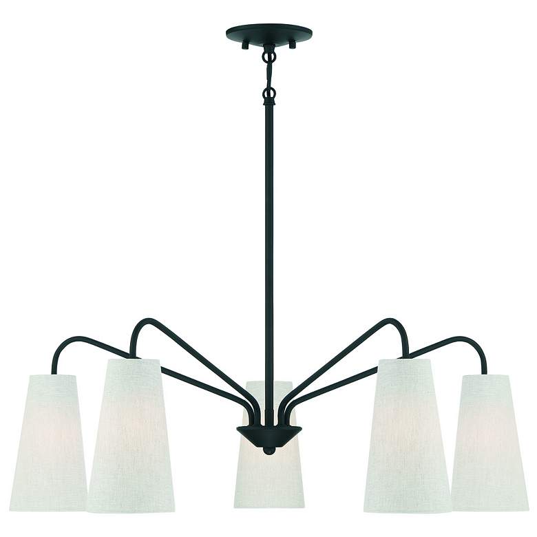Image 1 Savoy House Essentials Edgewood 32" Wide Matte Black 5-Light Chandelie