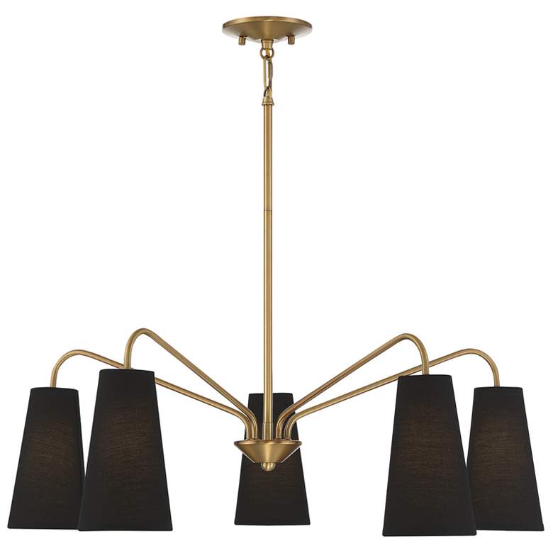 Image 1 Savoy House Essentials Edgewood 32" Wide Warm Brass 5-Light Chandelier
