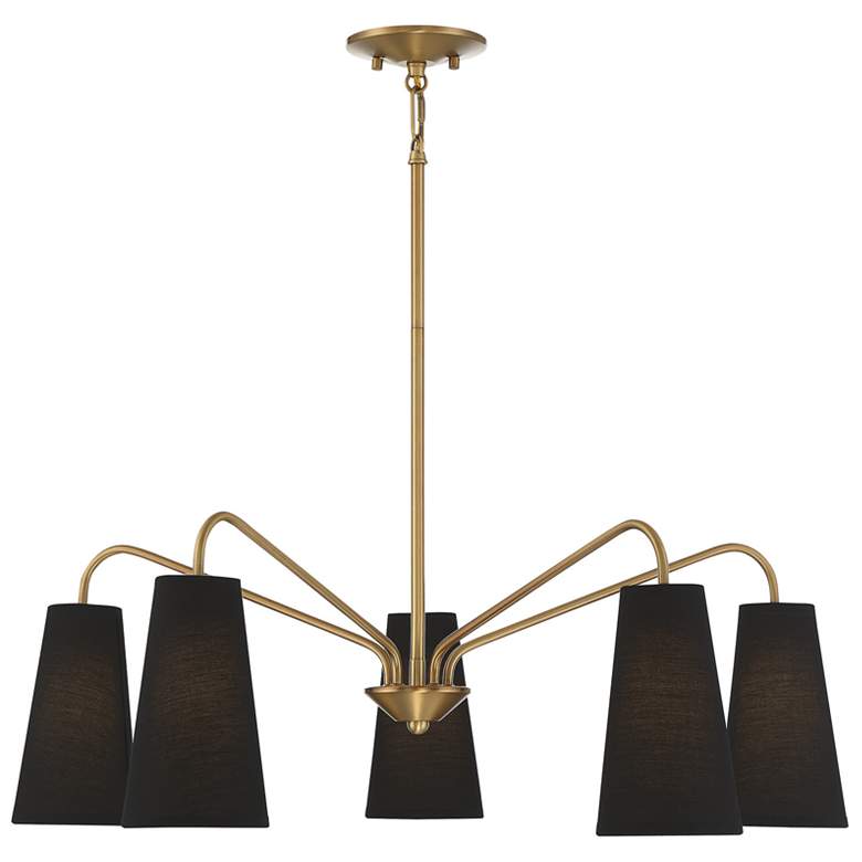 Image 1 Savoy House Essentials Edgewood 32 inch Wide Warm Brass 5-Light Chandelier