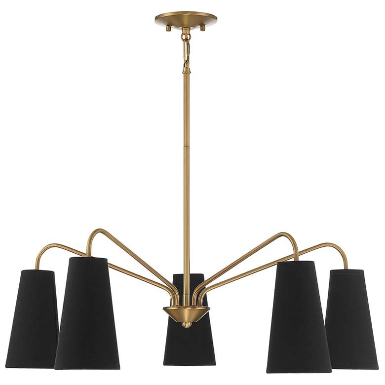 Image 2 Savoy House Essentials Edgewood 32" Wide Warm Brass 5-Light Chandelier more views