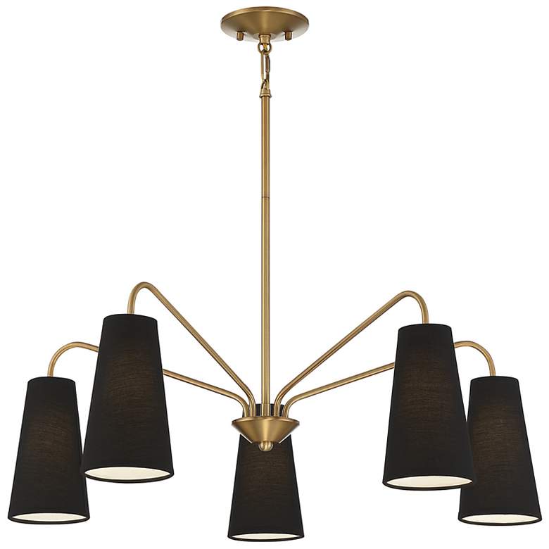Image 3 Savoy House Essentials Edgewood 32" Wide Warm Brass 5-Light Chandelier more views