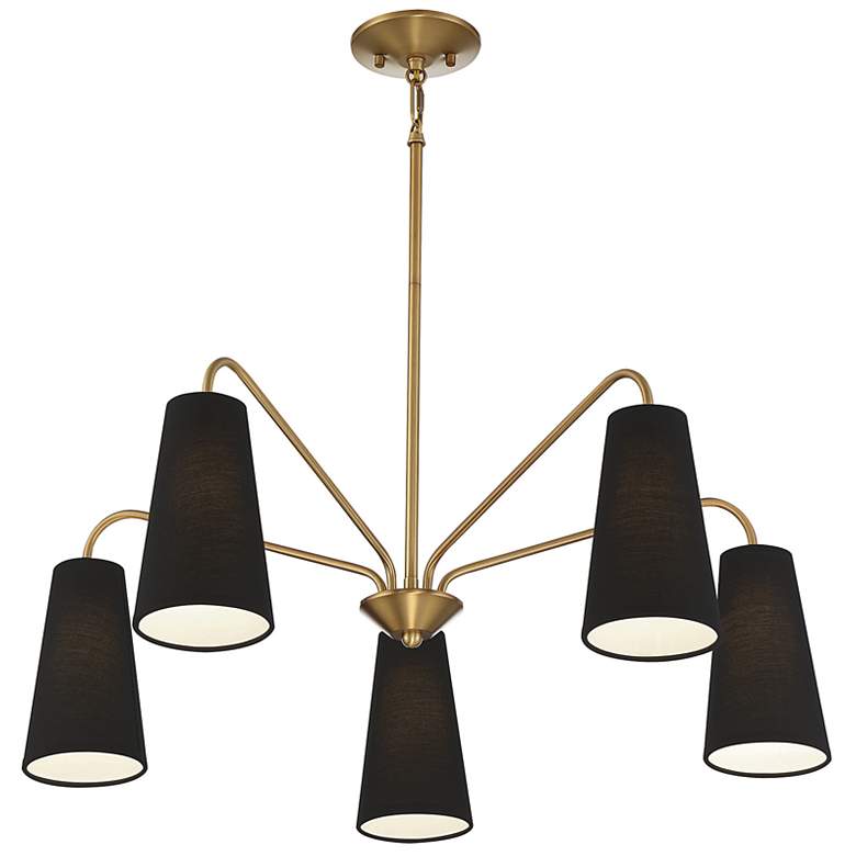 Image 4 Savoy House Essentials Edgewood 32" Wide Warm Brass 5-Light Chandelier more views