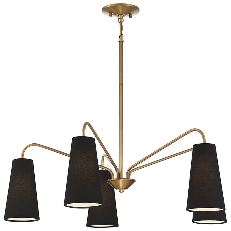 Image 5 Savoy House Essentials Edgewood 32" Wide Warm Brass 5-Light Chandelier more views