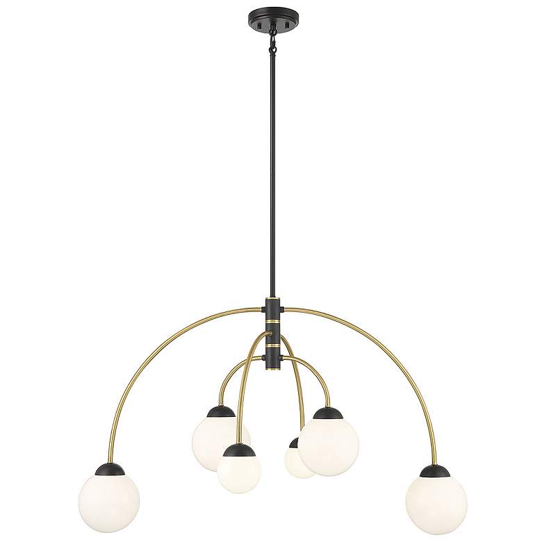 Image 1 Savoy House Essentials Falster 5.75" Wide Matte Black Linear Chandelie