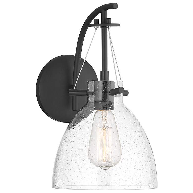Image 1 Savoy House Essentials Foster 14" High Matte Black 1-Light Wall Sconce