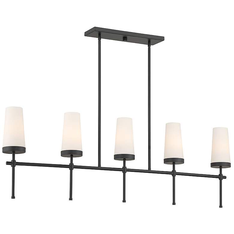 Image 1 Savoy House Essentials Haynes 4" Wide Matte Black 5-Light Linear Chand