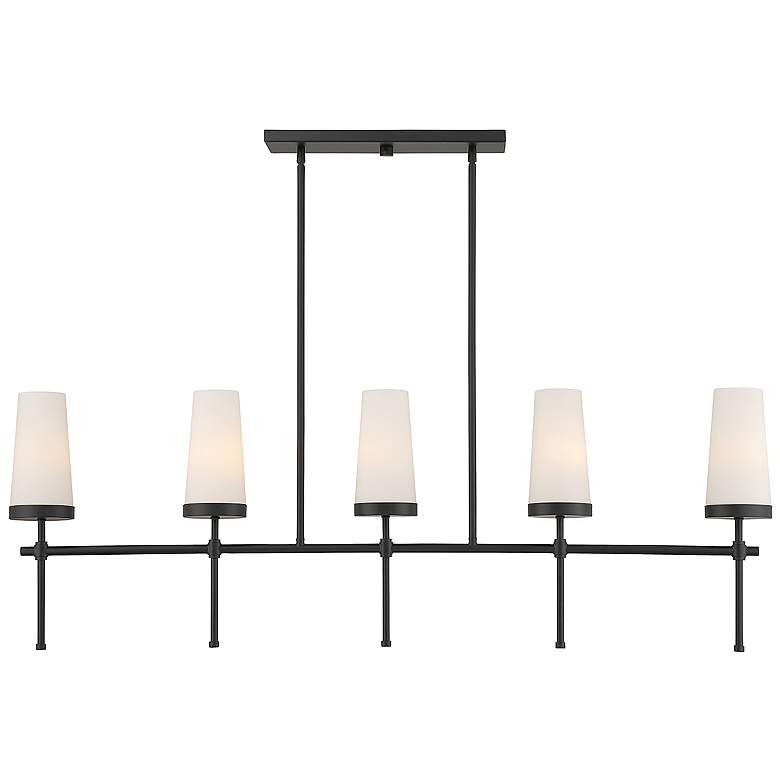 Image 3 Savoy House Essentials Haynes 4" Wide Matte Black 5-Light Linear Chand more views