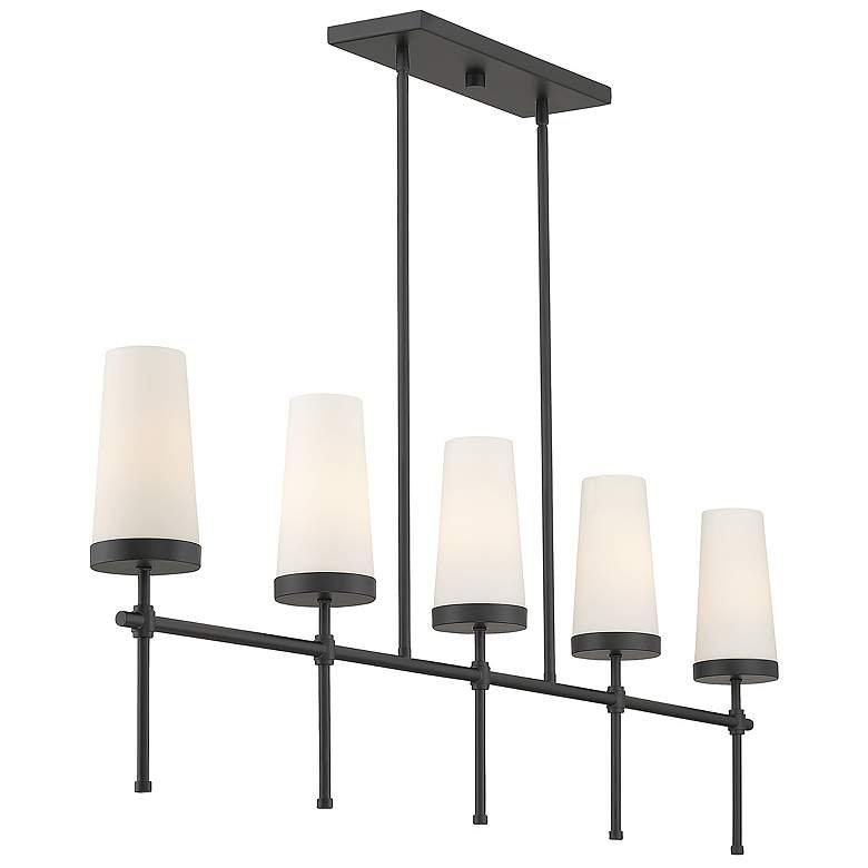 Image 4 Savoy House Essentials Haynes 4" Wide Matte Black 5-Light Linear Chand more views