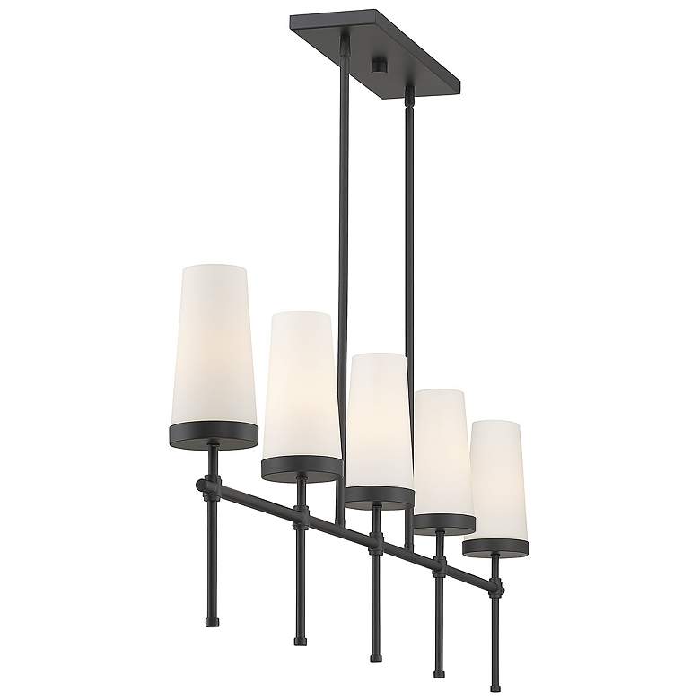 Image 5 Savoy House Essentials Haynes 4" Wide Matte Black 5-Light Linear Chand more views