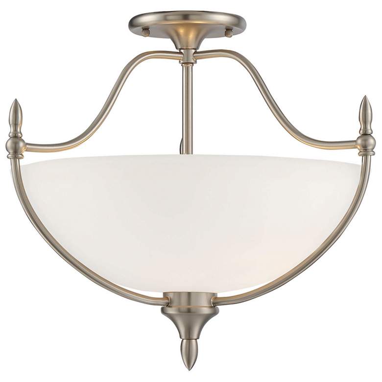 Image 1 Savoy House Essentials Herndon 18 inch Wide Satin Nickel 3-Light Ceiling L