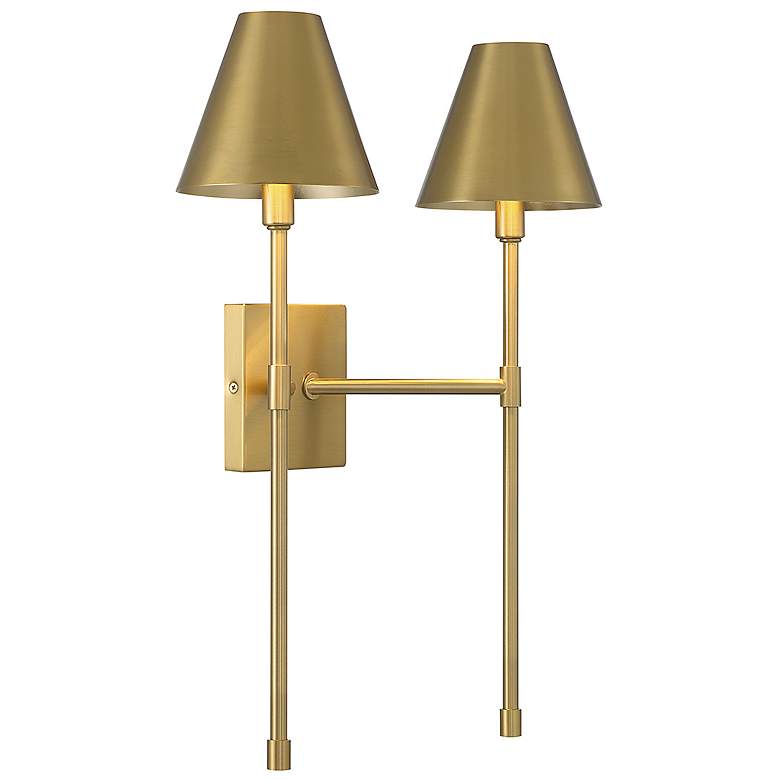 Image 4 Savoy House Essentials Jefferson 20" High Warm Brass 2-Light Wall Scon more views
