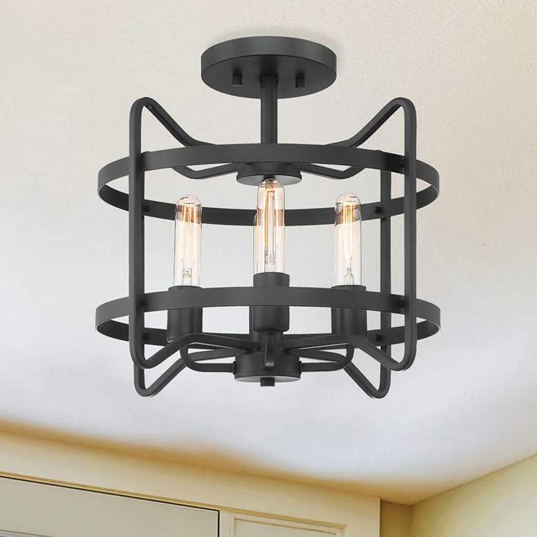 Image 1 Savoy House Essentials Kent 16" Wide Matte Black 4-Light Ceiling Light