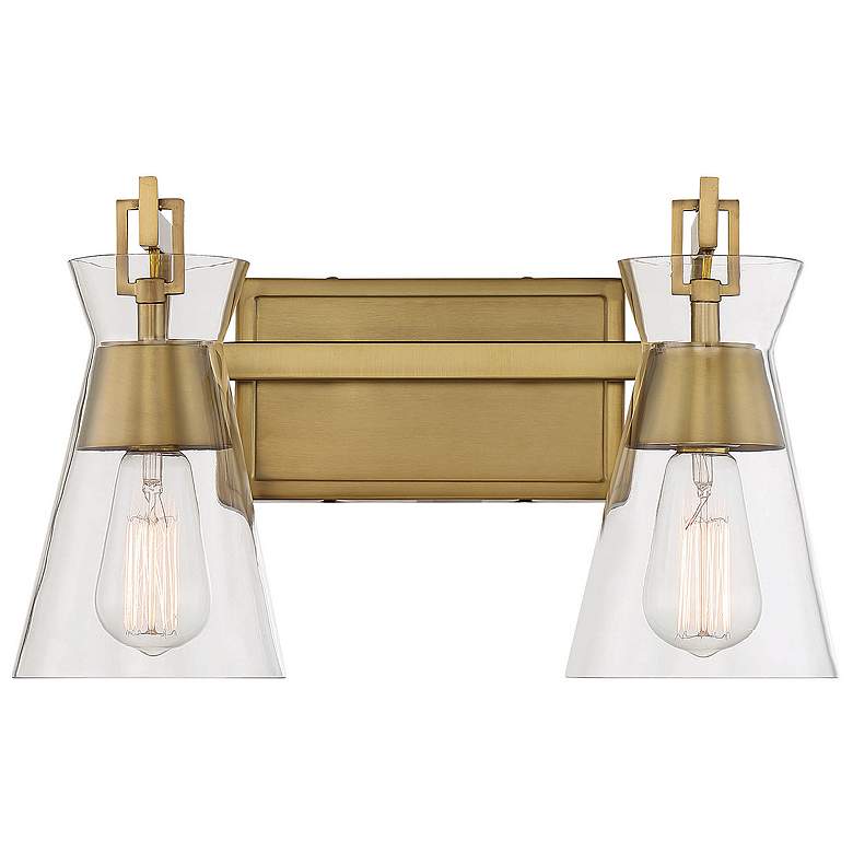 Image 1 Savoy House Essentials Lakewood 16" Wide 2-Light Warm Brass Bath Light