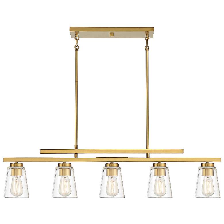Image 1 Savoy House Essentials Lakewood 17.5" Wide Warm Brass Linear Chandelie