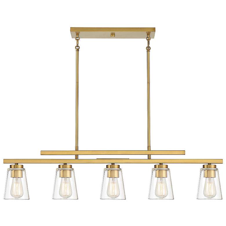 Image 1 Savoy House Essentials Lakewood 17.5 inch Wide Warm Brass Linear Chandelie