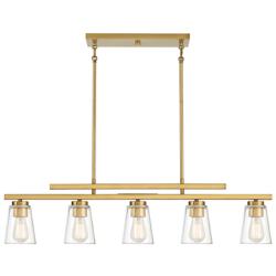 Savoy House Essentials Lakewood 17.5" Wide Warm Brass Linear Chandelie