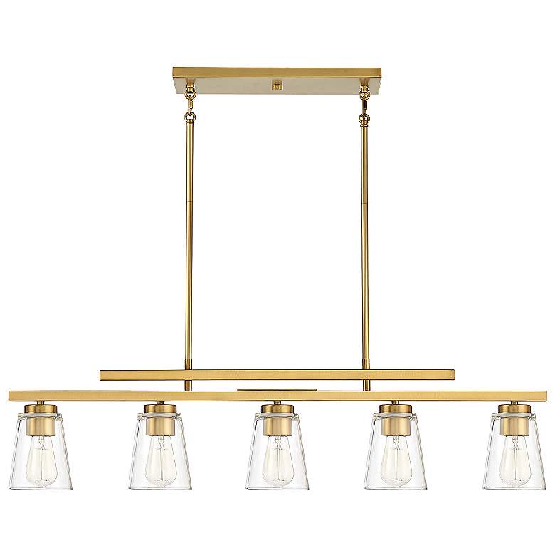 Image 2 Savoy House Essentials Lakewood 17.5" Wide Warm Brass Linear Chandelie more views
