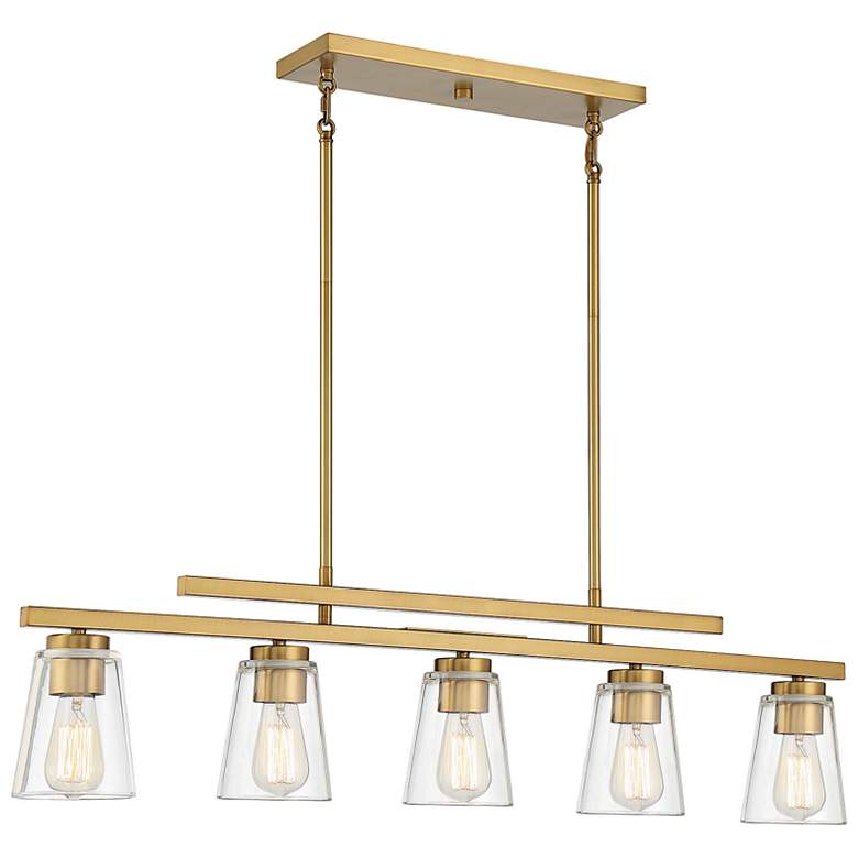 Image 3 Savoy House Essentials Lakewood 17.5" Wide Warm Brass Linear Chandelie more views