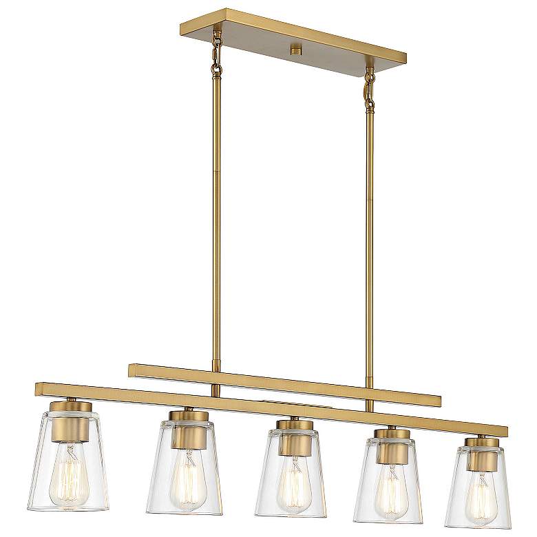 Image 4 Savoy House Essentials Lakewood 17.5" Wide Warm Brass Linear Chandelie more views