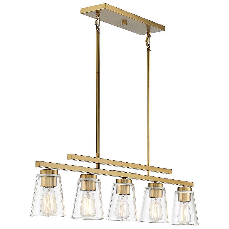 Image 5 Savoy House Essentials Lakewood 17.5" Wide Warm Brass Linear Chandelie more views