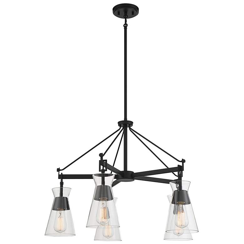 Image 7 Savoy House Essentials Lakewood 28" Wide Matte Black 5-Light Chandelie more views