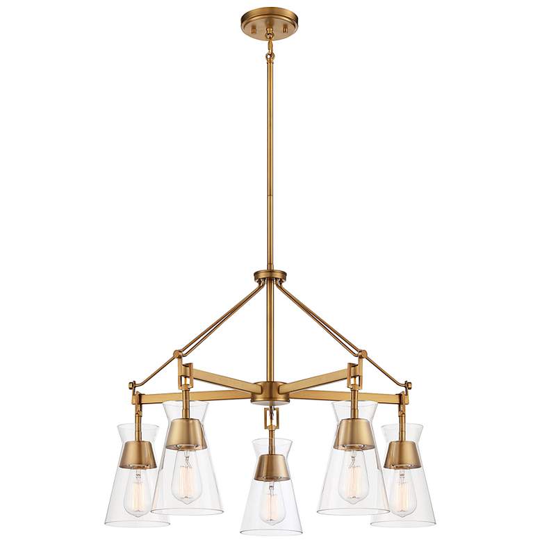 Image 3 Savoy House Essentials Lakewood 28" Wide Warm Brass 5-Light Chandelier more views