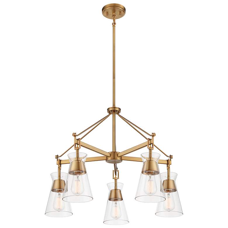 Image 4 Savoy House Essentials Lakewood 28" Wide Warm Brass 5-Light Chandelier more views