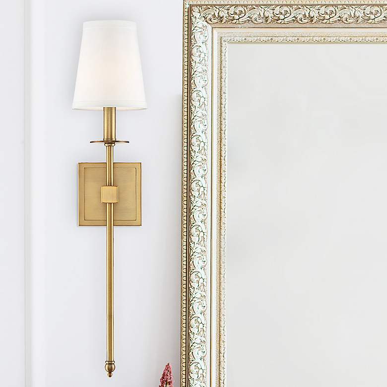 Image 1 Savoy House Essentials Monroe 20 inch High Warm Brass 1-Light Wall Sconce